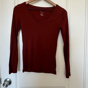 a new day Women's Long Sleeve V-Neck Top - Rich Burgundy